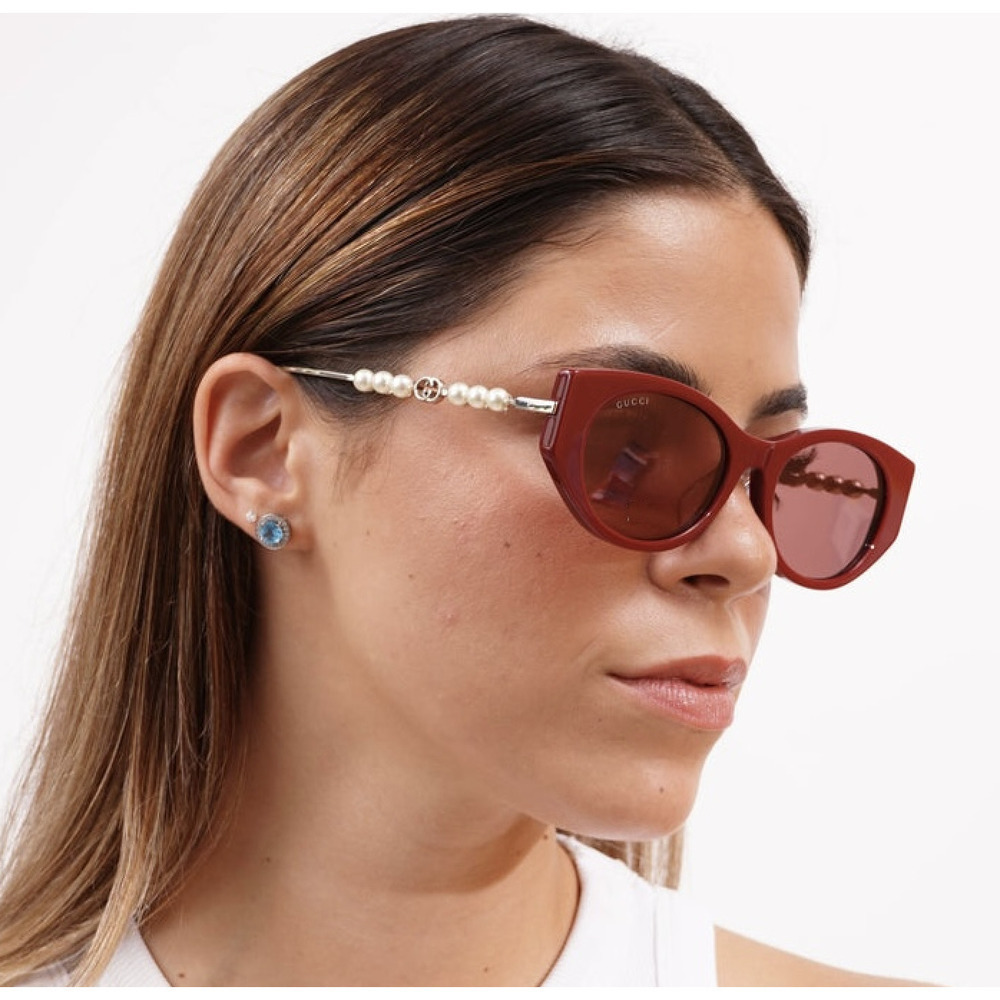 NWT Gucci GG1970SA-004 Burgundy Silver 54mm Sunglasses